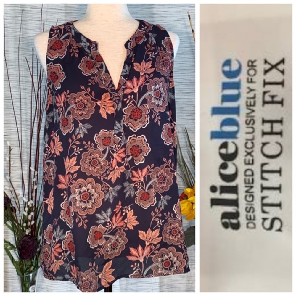 Alice Blue black base floral sleeveless blouse.